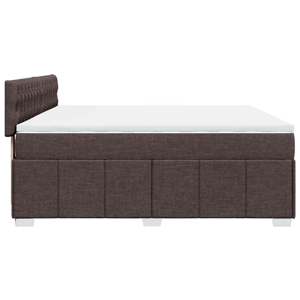 Pat box spring cu saltea, maro închis, 200x200 cm, textil GartenMobel Dekor