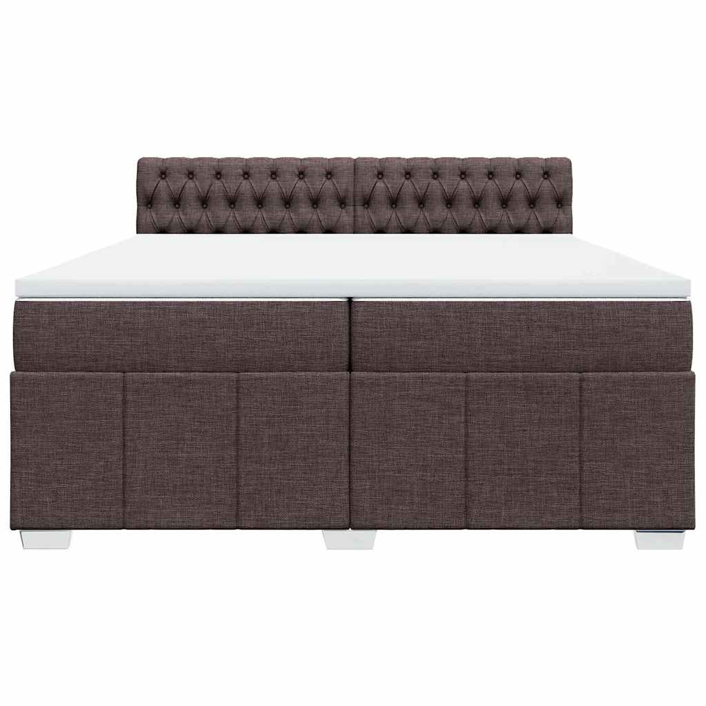 Pat box spring cu saltea, maro închis, 200x200 cm, textil GartenMobel Dekor