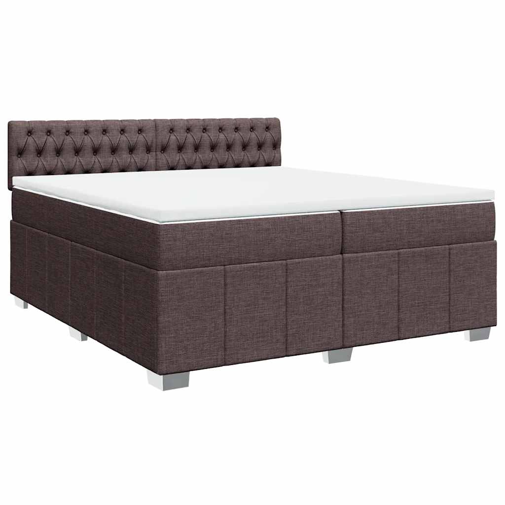 Pat box spring cu saltea, maro închis, 200x200 cm, textil GartenMobel Dekor