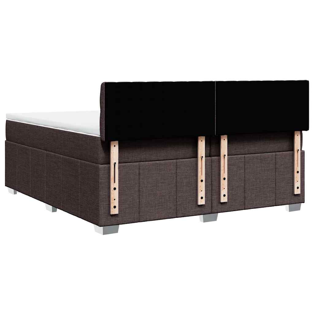 Pat box spring cu saltea, maro închis, 200x200 cm, textil GartenMobel Dekor
