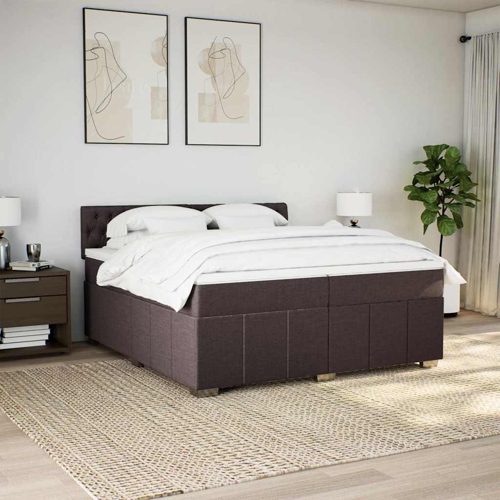 Pat box spring cu saltea, maro închis, 200x200 cm, textil GartenMobel Dekor