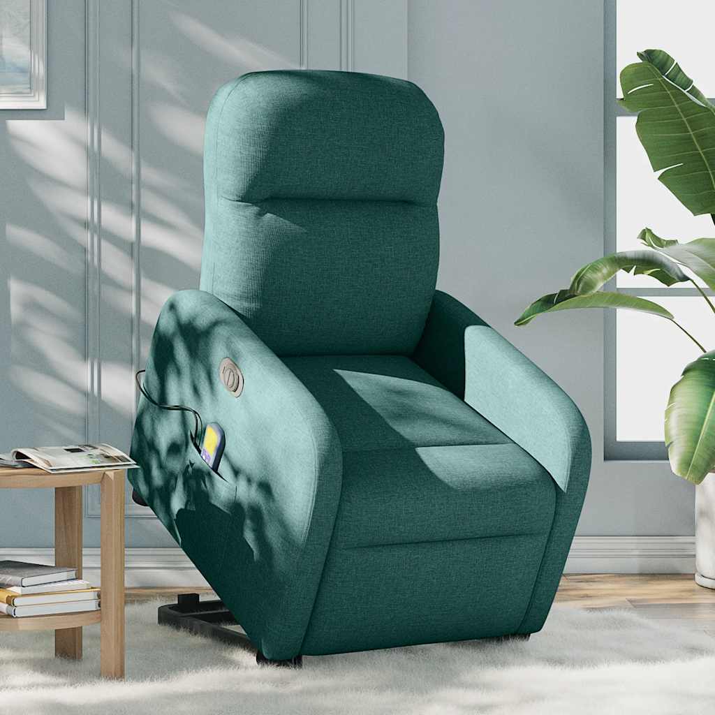 Fotoliu electric masaj rabatabil / ridicare verde închis textil GartenMobel Dekor