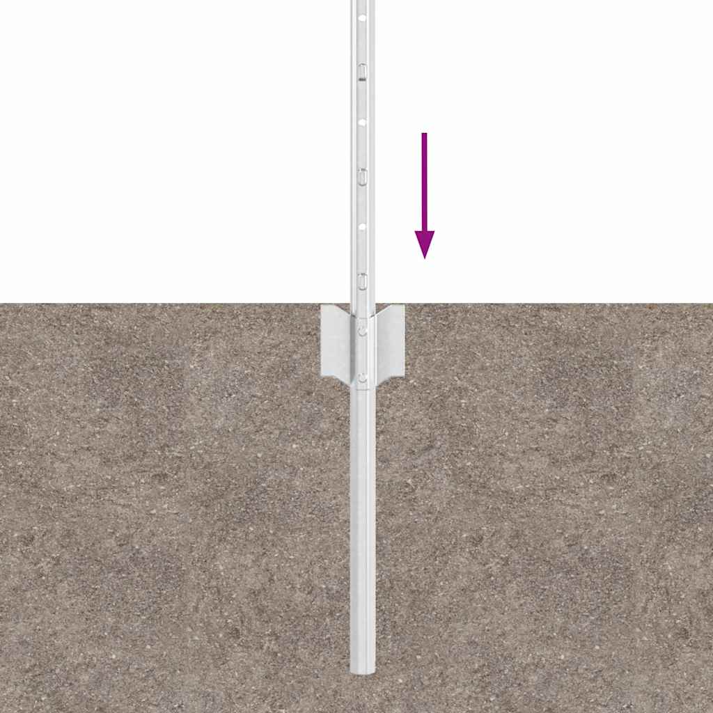 Stâlpi de Gard 44 pcs Argintiu 100 x 0.4 m Oțel galvanizat GartenMobel Dekor