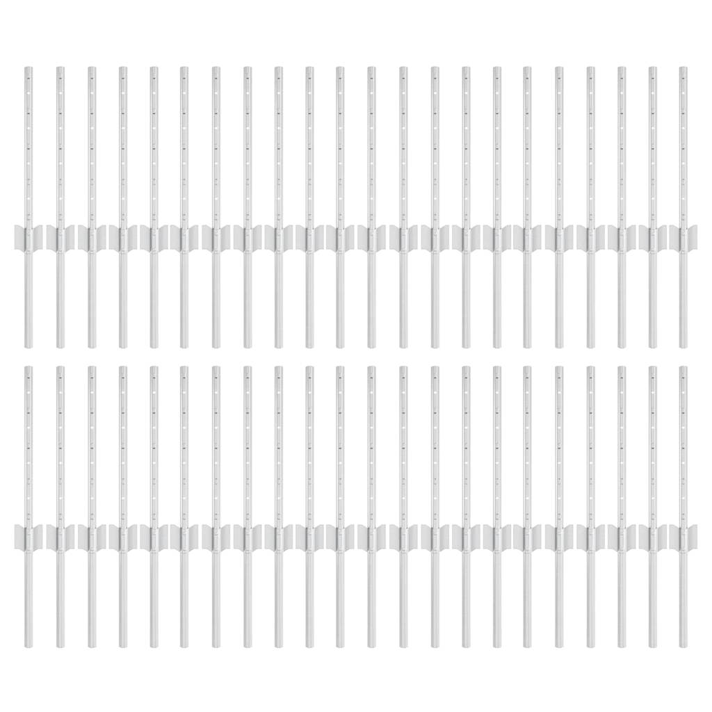 Stâlpi de Gard 44 pcs Argintiu 100 x 0.4 m Oțel galvanizat GartenMobel Dekor