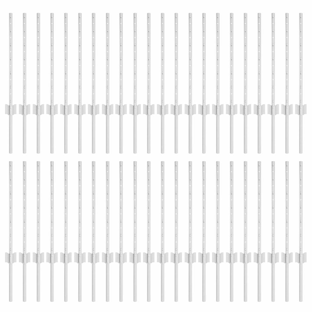 Stâlpi de Gard 44 pcs Argintiu 100 x 0.6 metri. Oțel galvanizat GartenMobel Dekor