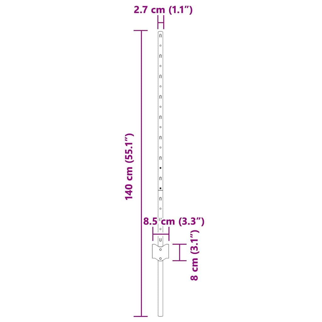 Stâlpi de Gard 44 pcs Argintiu 100 x 1 m Oțel galvanizat GartenMobel Dekor
