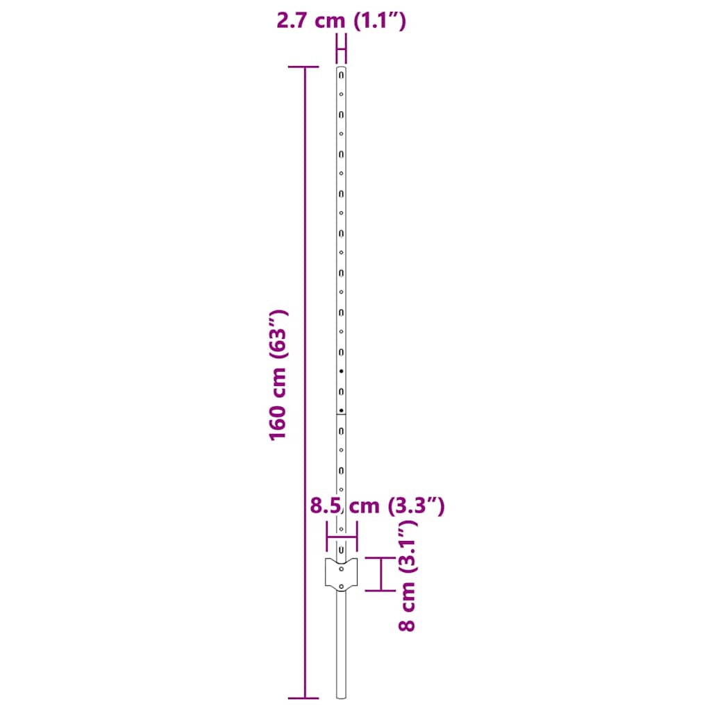 Stâlpi de Gard 44 pcs Argintiu 50 x 1.2 m Oțel Galvanizat GartenMobel Dekor