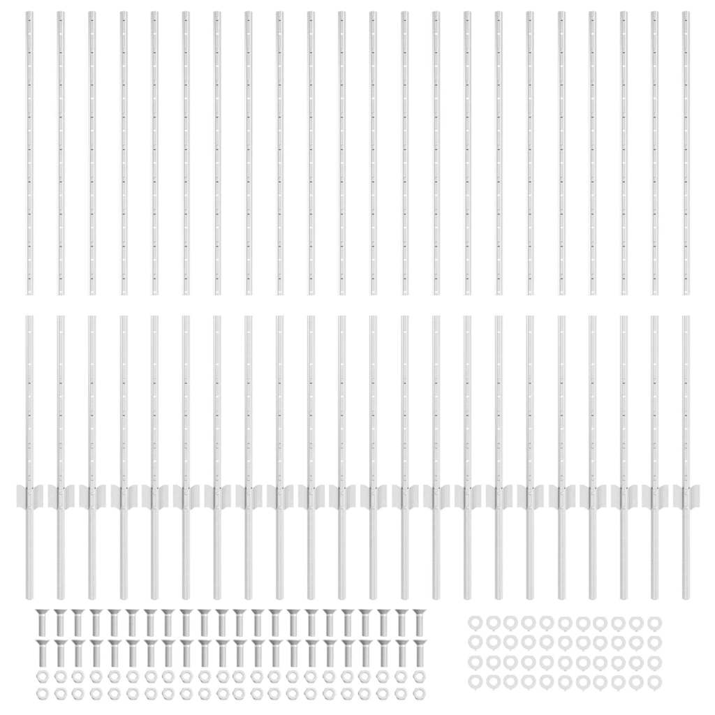Stâlpi de Gard 44 pcs Argintiu 50 x 1.2 m Oțel Galvanizat GartenMobel Dekor