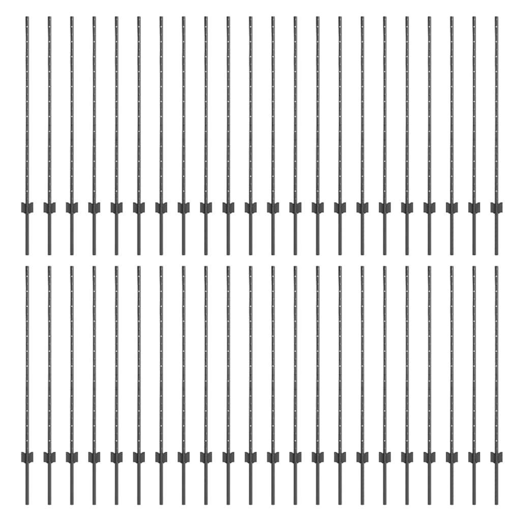 Stâlpi de Gard 44 pcs Gri 100 x 1.2 m Oțel vopsit electrostatic GartenMobel Dekor