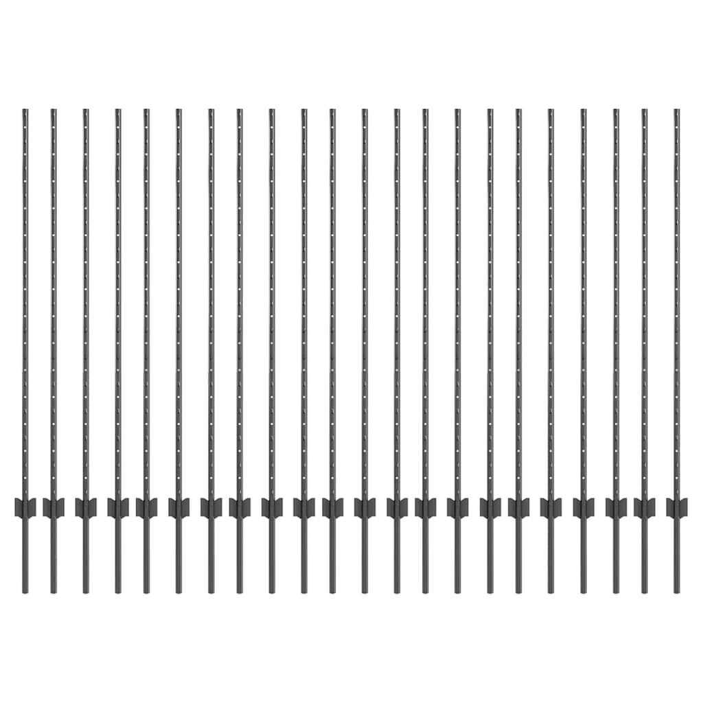 Stâlpi de gard argintii 44 pcs Gri 140 cm Metal GartenMobel Dekor