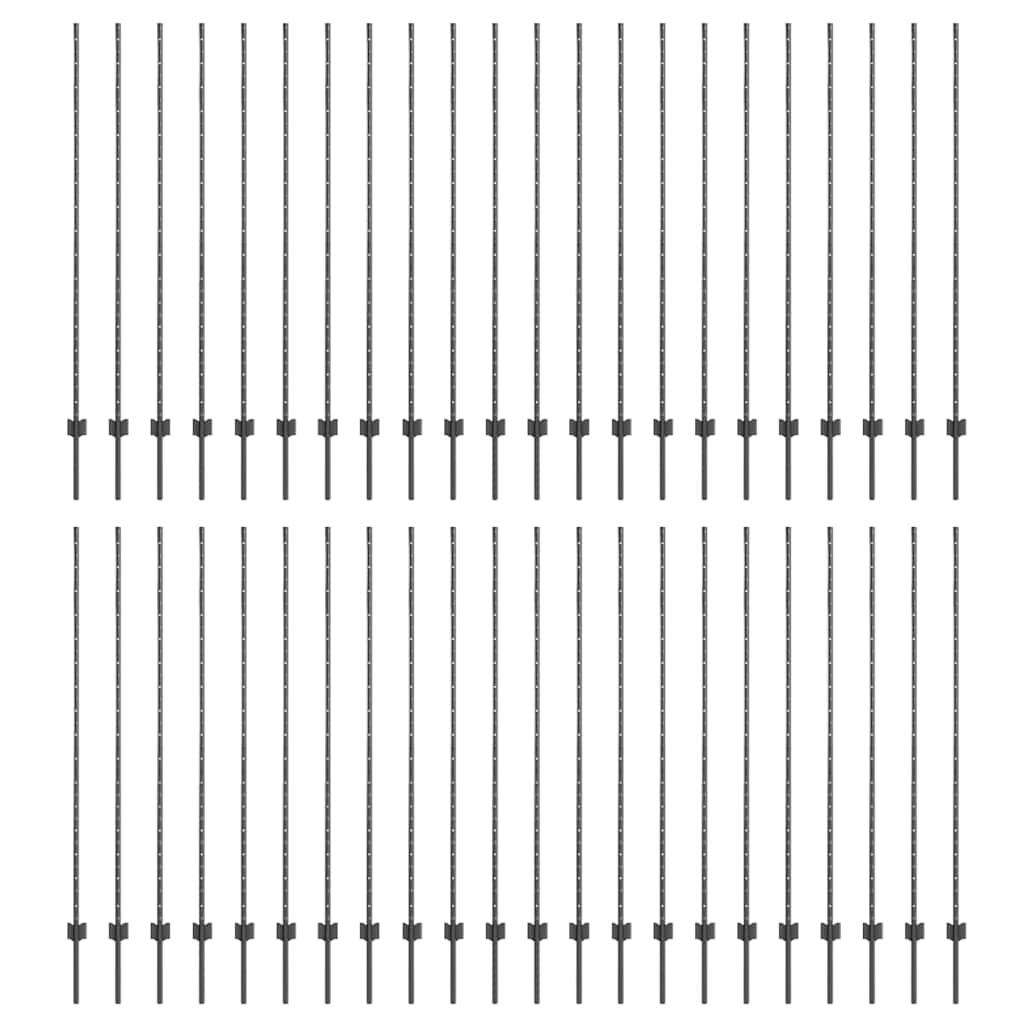 Stâlpi de gard argintii 44 pcs Gri Standard GartenMobel Dekor