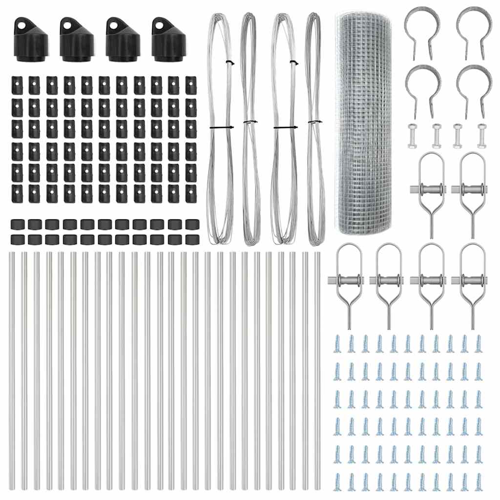 Gard cu stâlpi Gri 0.8 x 50 m Oțel galvanizat vopsit în pulbere GartenMobel Dekor