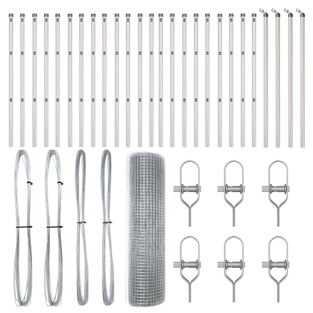 Gard cu stâlpi Gri 0.8 x 50 m Oțel galvanizat vopsit în pulbere GartenMobel Dekor