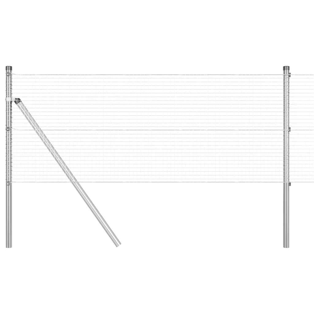 Gard cu stâlpi Gri 0.8 x 50 m Oțel galvanizat vopsit în pulbere GartenMobel Dekor