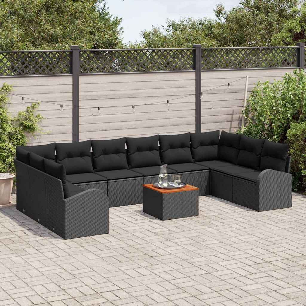 Set canapea grădină 11 pcs Negru Mare Ratan GartenMobel Dekor