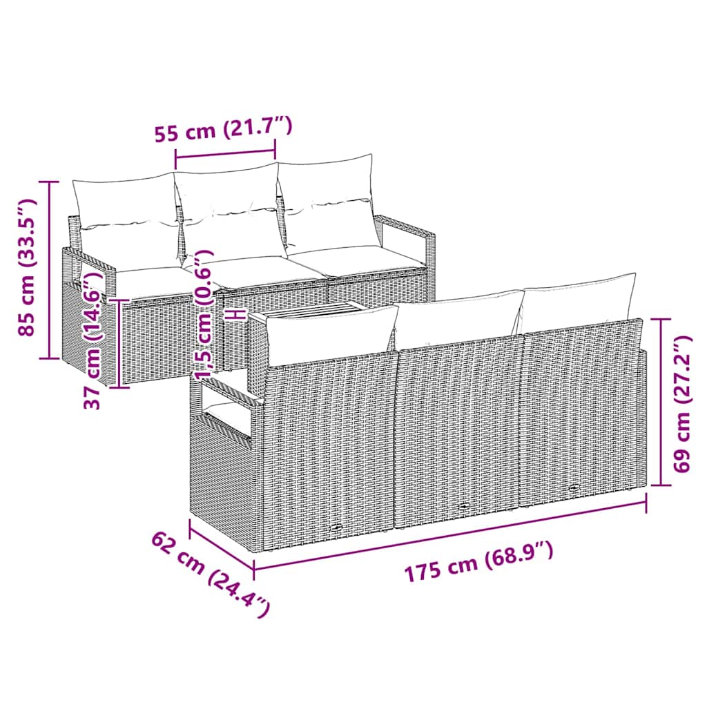 Set canapea grădină 7 pcs Bej, gri deschis Mari GartenMobel Dekor
