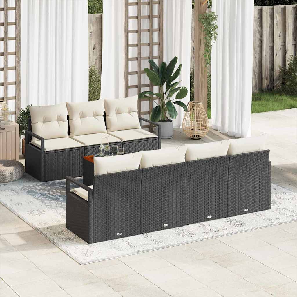 Set Canapea Grădină 8 pcs Negru, alb 55 x 55 x 37 cm GartenMobel Dekor