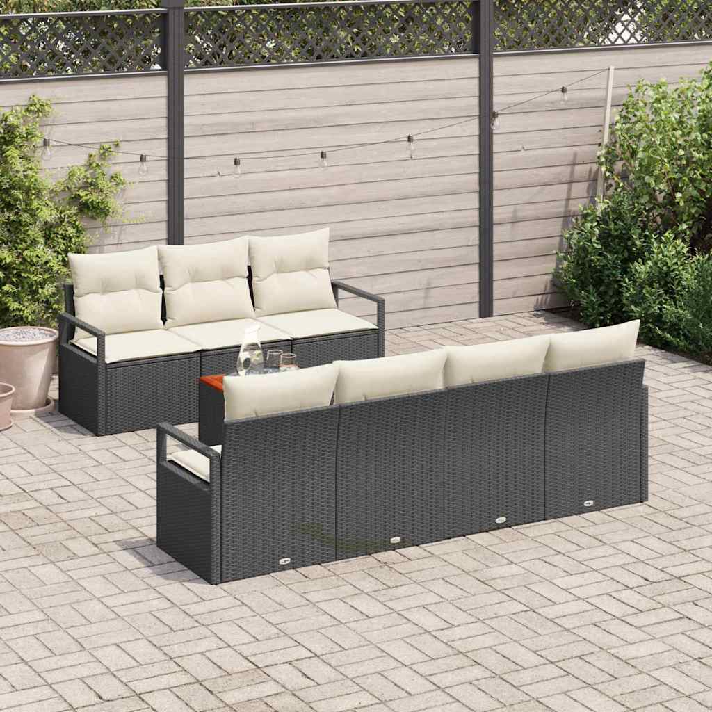 Set Canapea Grădină 8 pcs Negru, alb 55 x 55 x 37 cm GartenMobel Dekor