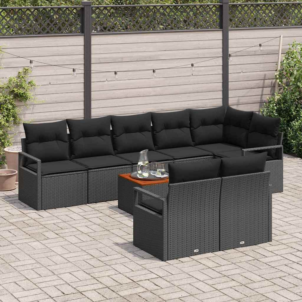 Set canapea de grădină neagră 9 pcs Negru Mare GartenMobel Dekor