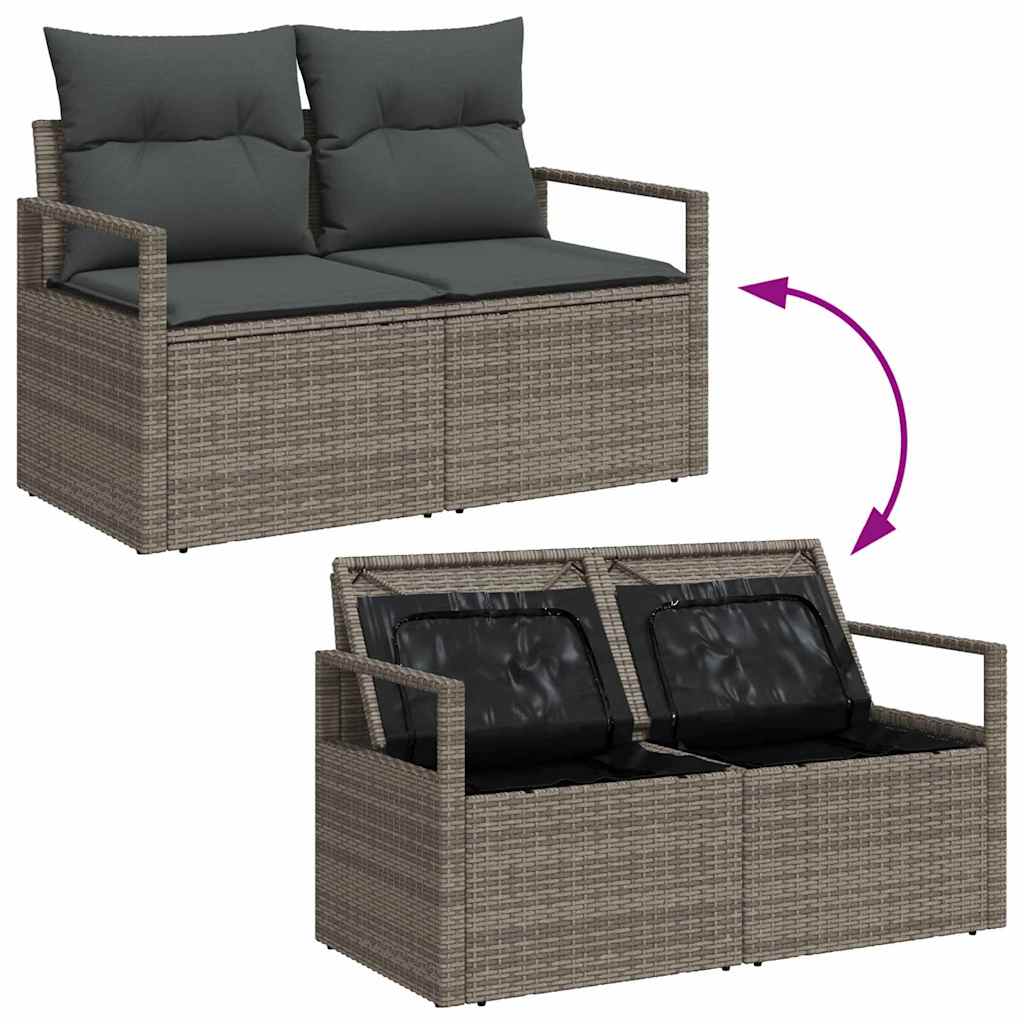 Set canapea grădină 9 pcs Gri Mare Ratan GartenMobel Dekor