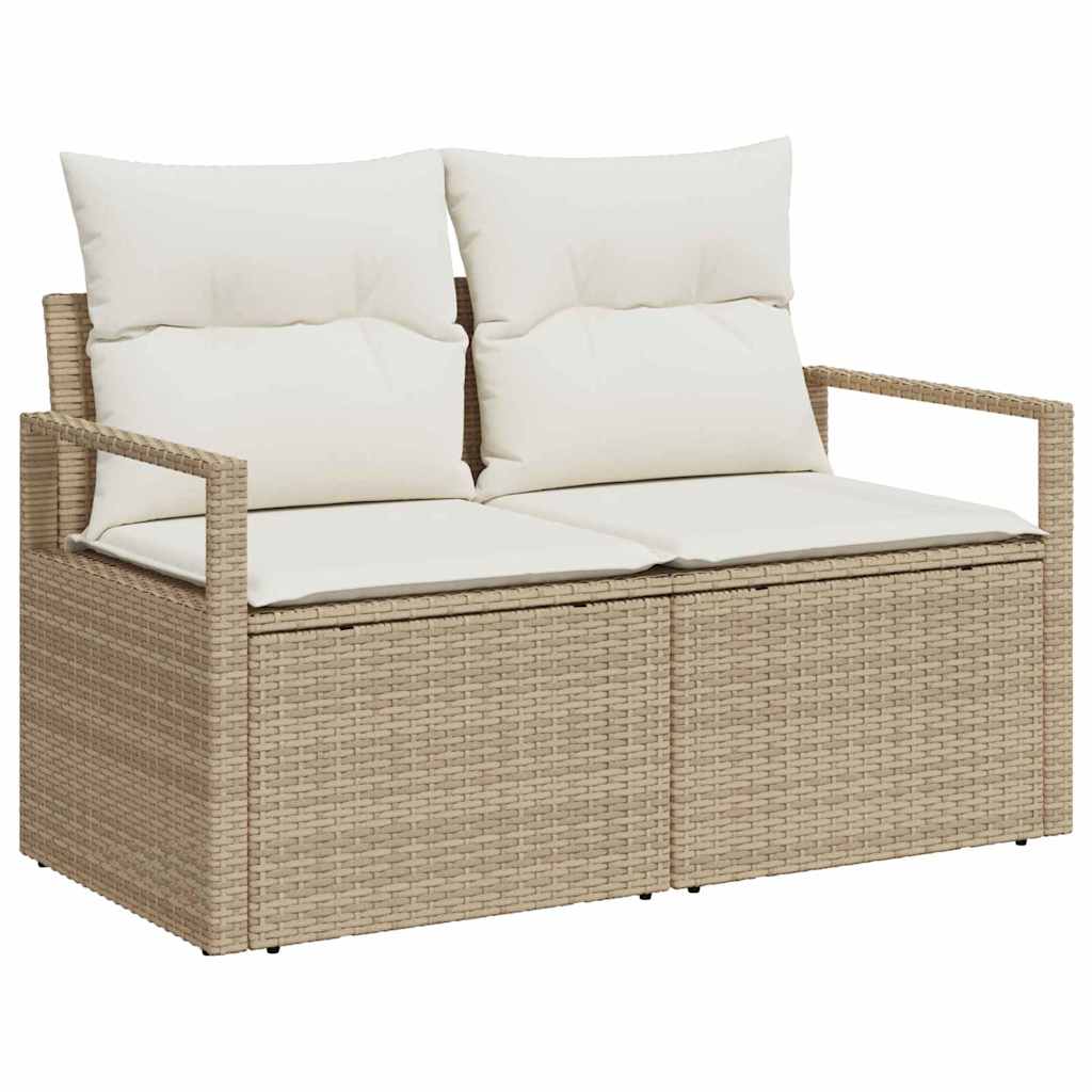Set de Canapea pentru Grădină 6 pcs Bej, alb Mediu Rattan, Lemn GartenMobel Dekor