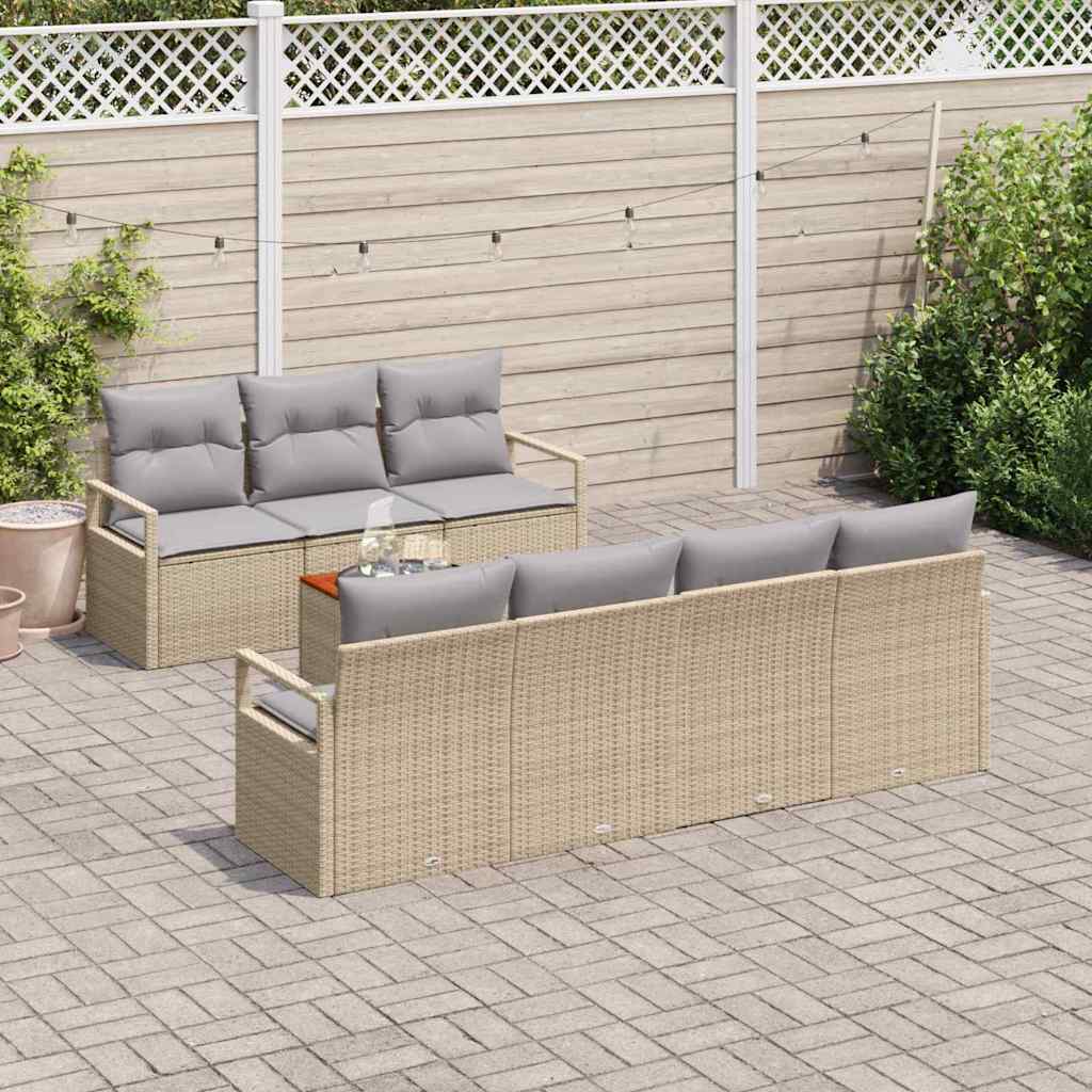 Set de Canapea pentru Grădină 8 pcs Bej, gri deschis Mediu GartenMobel Dekor