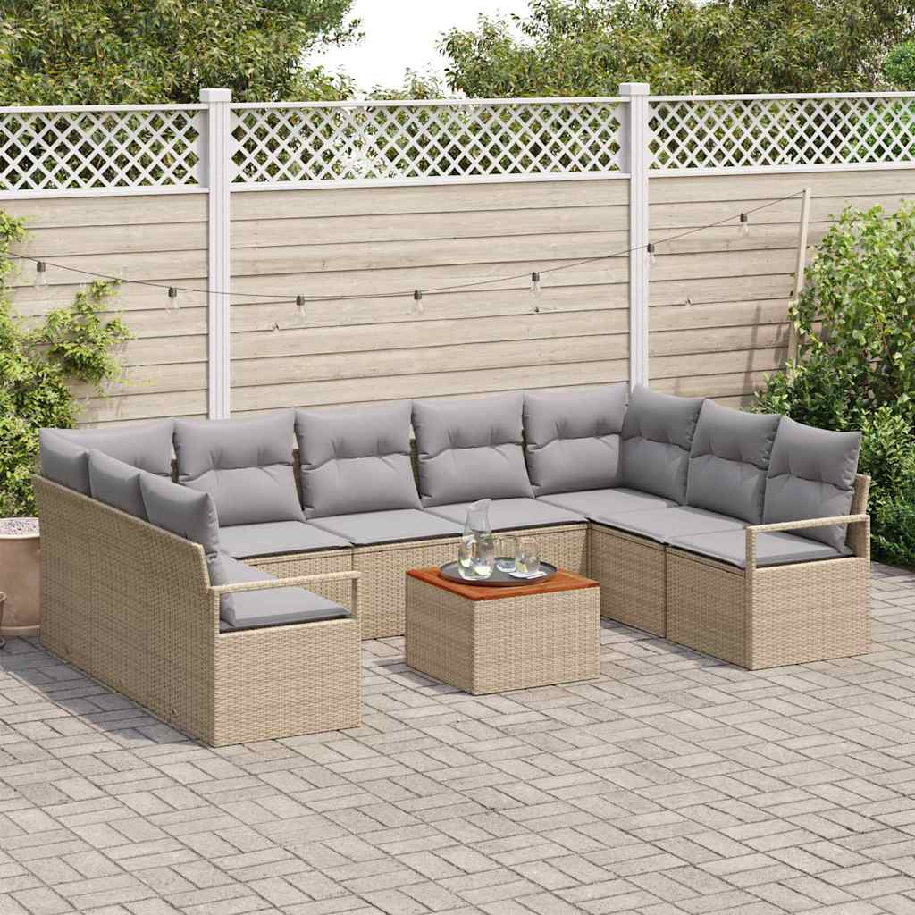 Set de canapele pentru grădină Bej 10 pcs Bej, gri deschis Mare GartenMobel Dekor