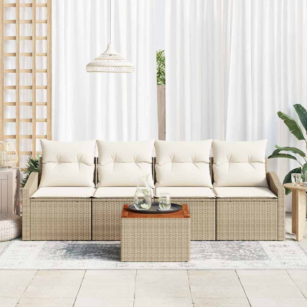 Set de sofa pentru grădină 5 pcs Bej, alb 55 x 55 x 37 cm GartenMobel Dekor