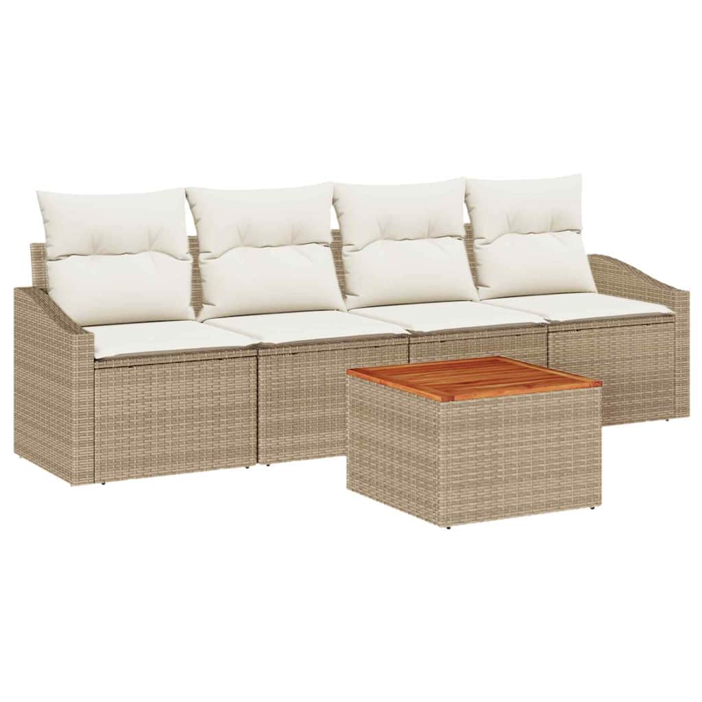 Set de sofa pentru grădină 5 pcs Bej, alb 55 x 55 x 37 cm GartenMobel Dekor