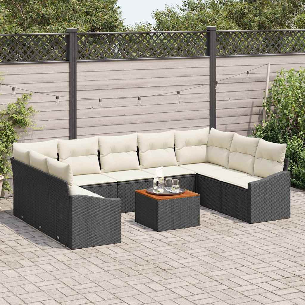 Set Canapea Grădină 10 pcs Negru, alb 55 x 55 x 37 cm Ratan GartenMobel Dekor