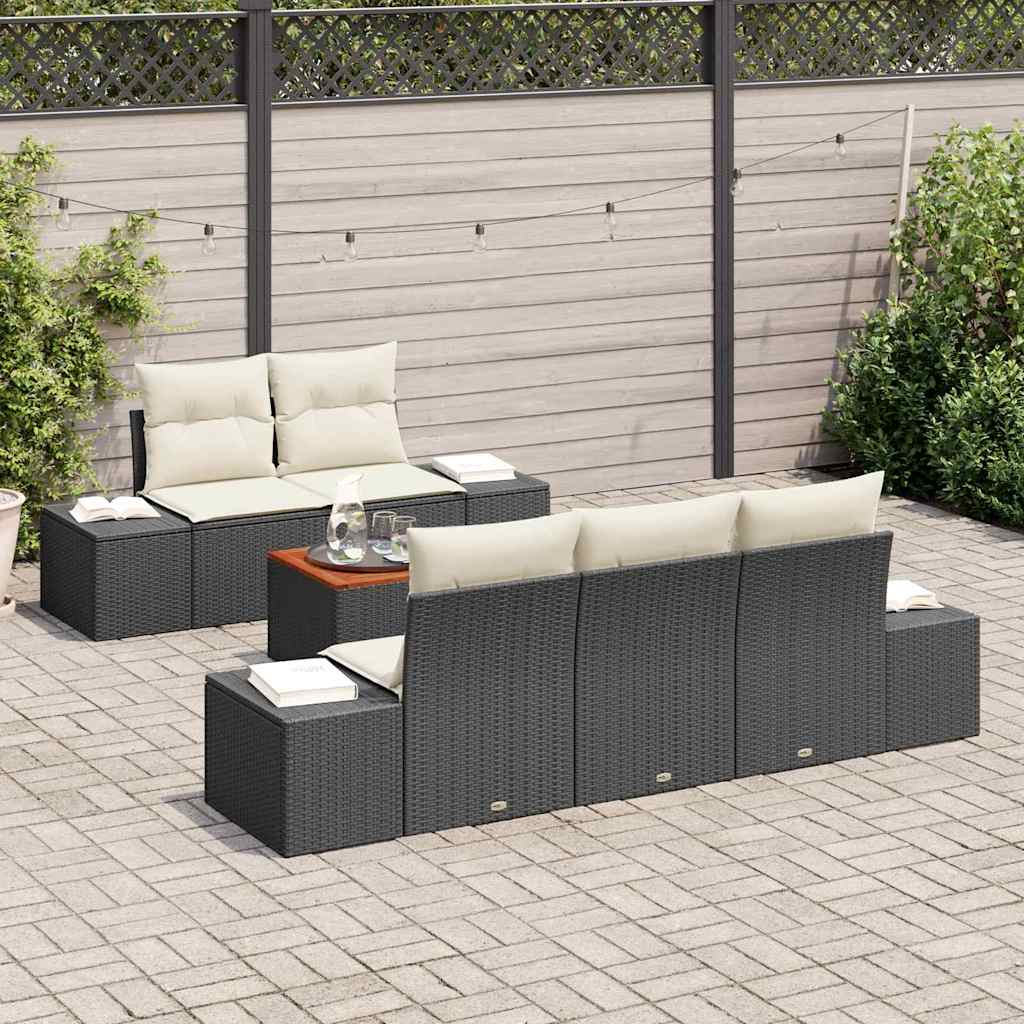 Set Canapea Grădină 6 pcs Negru, alb 55 x 55 x 37 cm GartenMobel Dekor