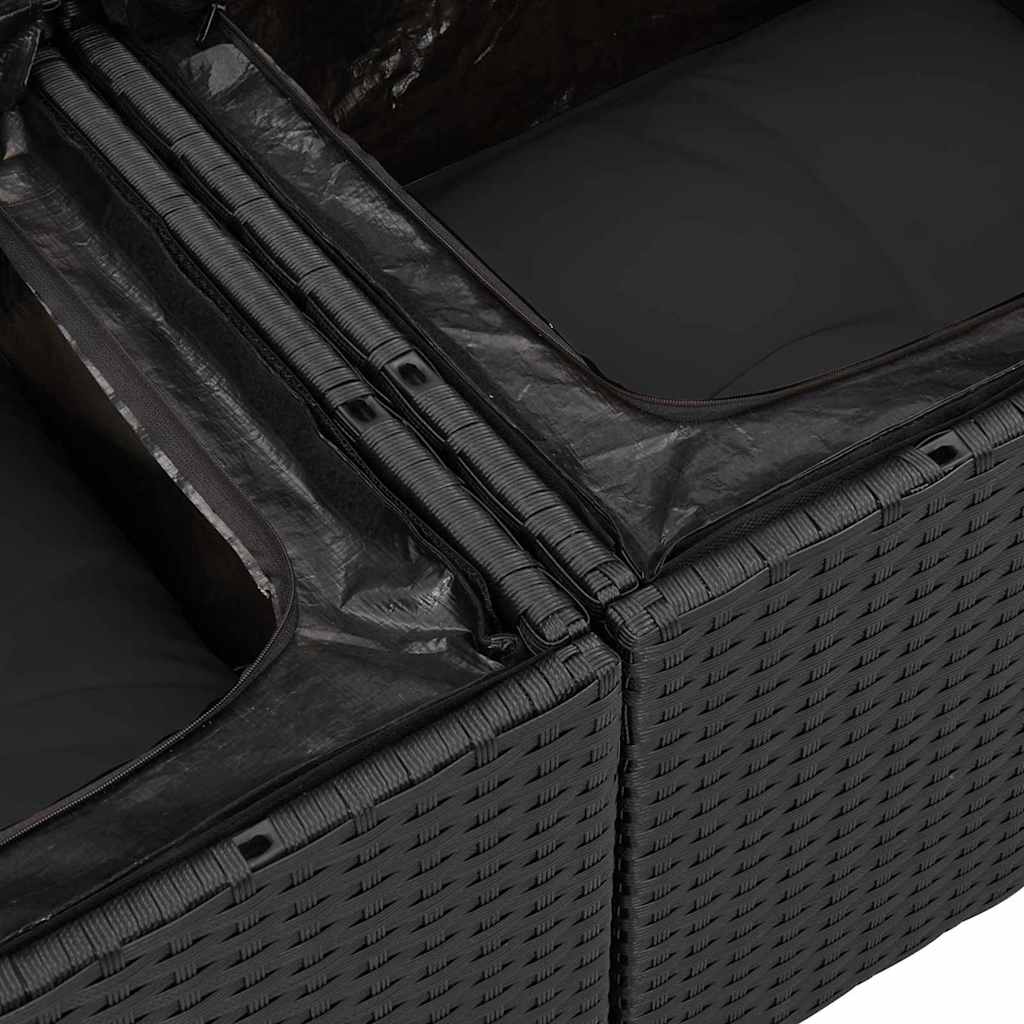 Set canapea grădină 6 pcs Negru 55 x 55 x 37 cm Rattan, Lemn GartenMobel Dekor