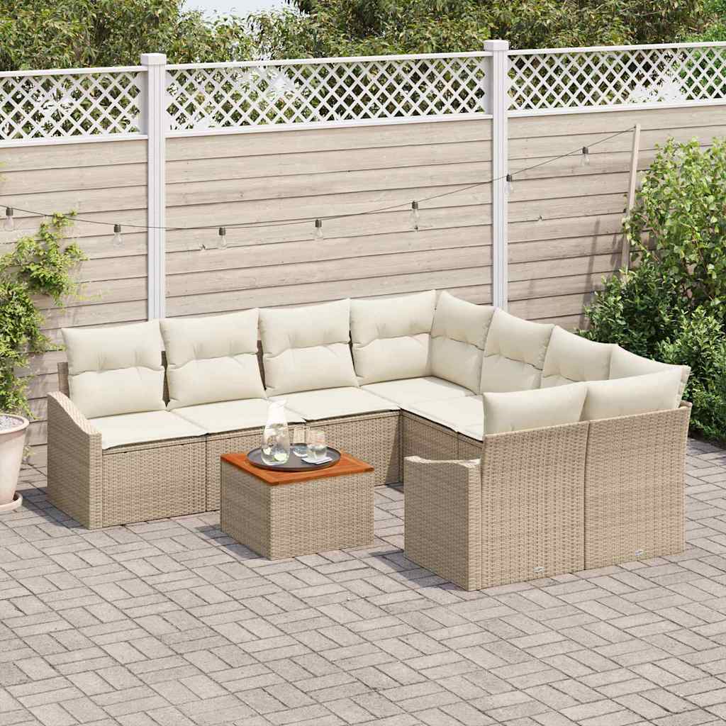 Set de Canapea pentru Grădină 9 pcs Bej, alb 55 x 55 x 37 cm GartenMobel Dekor