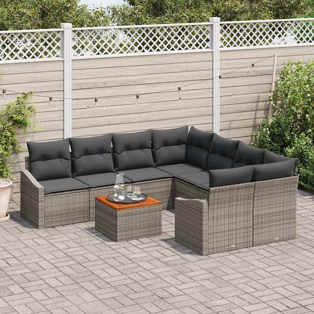 Set de canapea de grădină 9 pcs Gri 55 x 55 x 37 cm Ratan GartenMobel Dekor