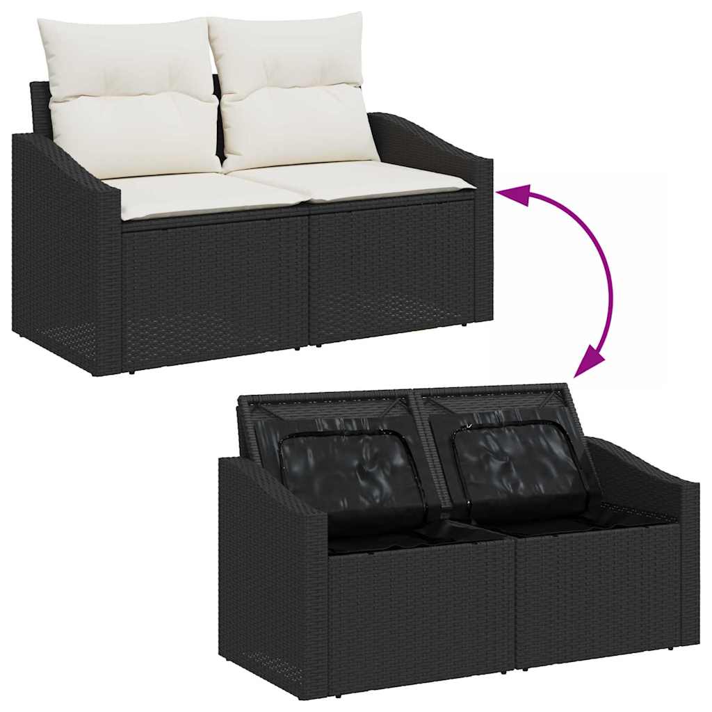 Set de canapele de grădină 7 pcs Negru, alb 55 x 55 x 37 cm GartenMobel Dekor