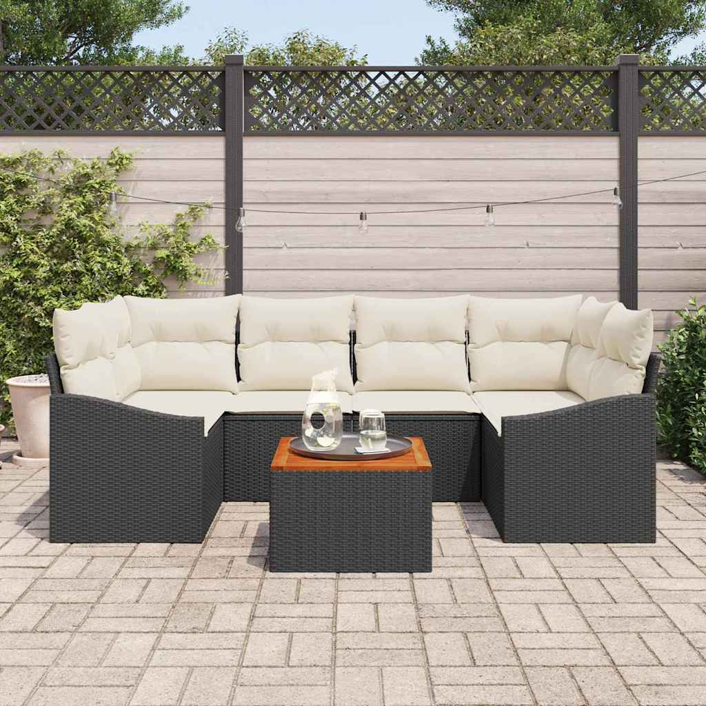 Set de canapele de grădină 7 pcs Negru, alb 55 x 55 x 37 cm GartenMobel Dekor