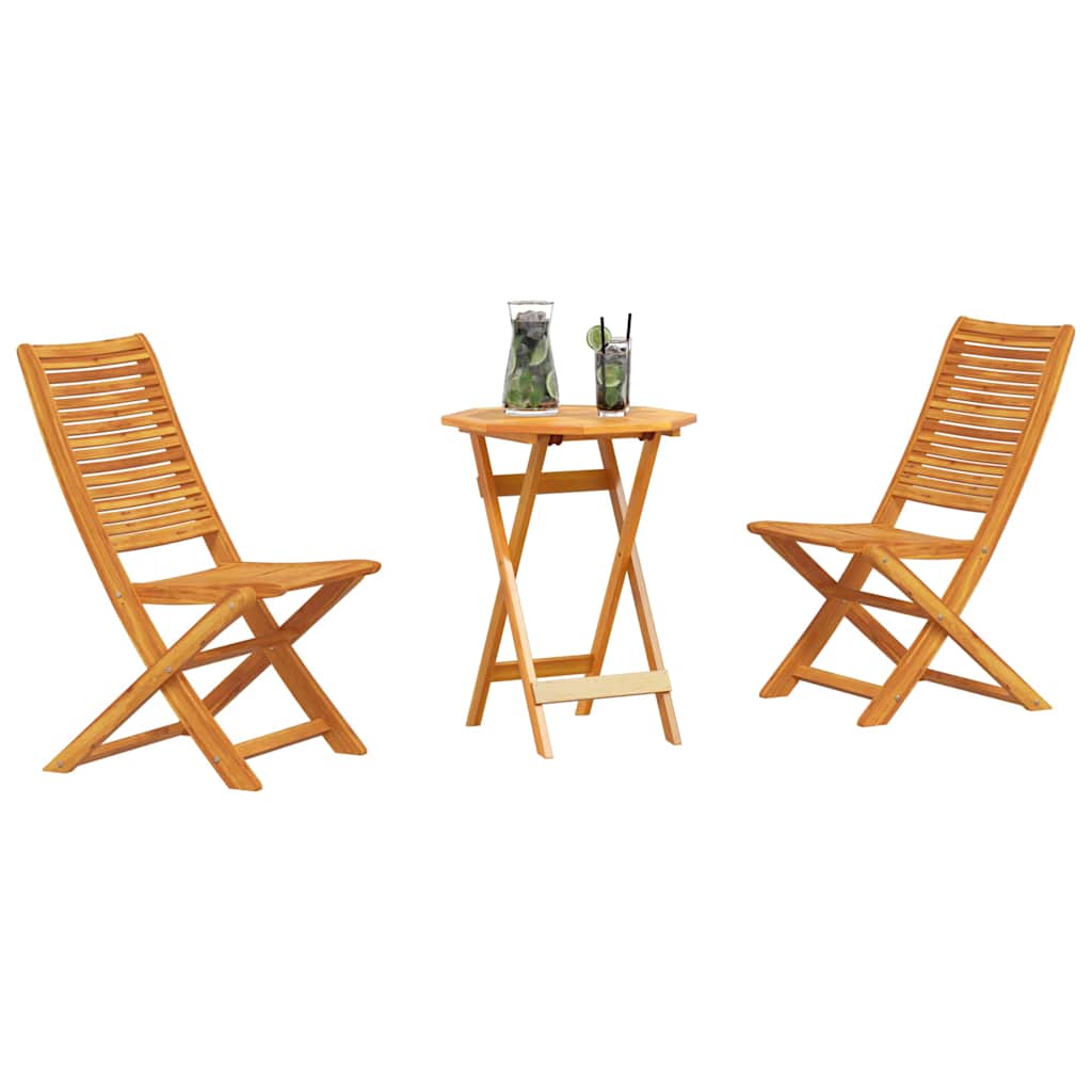 Set Bistro Pliabil Manual 3 pcs Acacia natural 60 x 60 x 75 cm GartenMobel Dekor