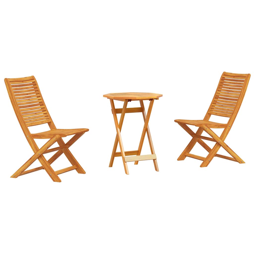 Set Bistro Pliabil Manual 3 pcs Acacia natural 60 x 60 x 75 cm GartenMobel Dekor