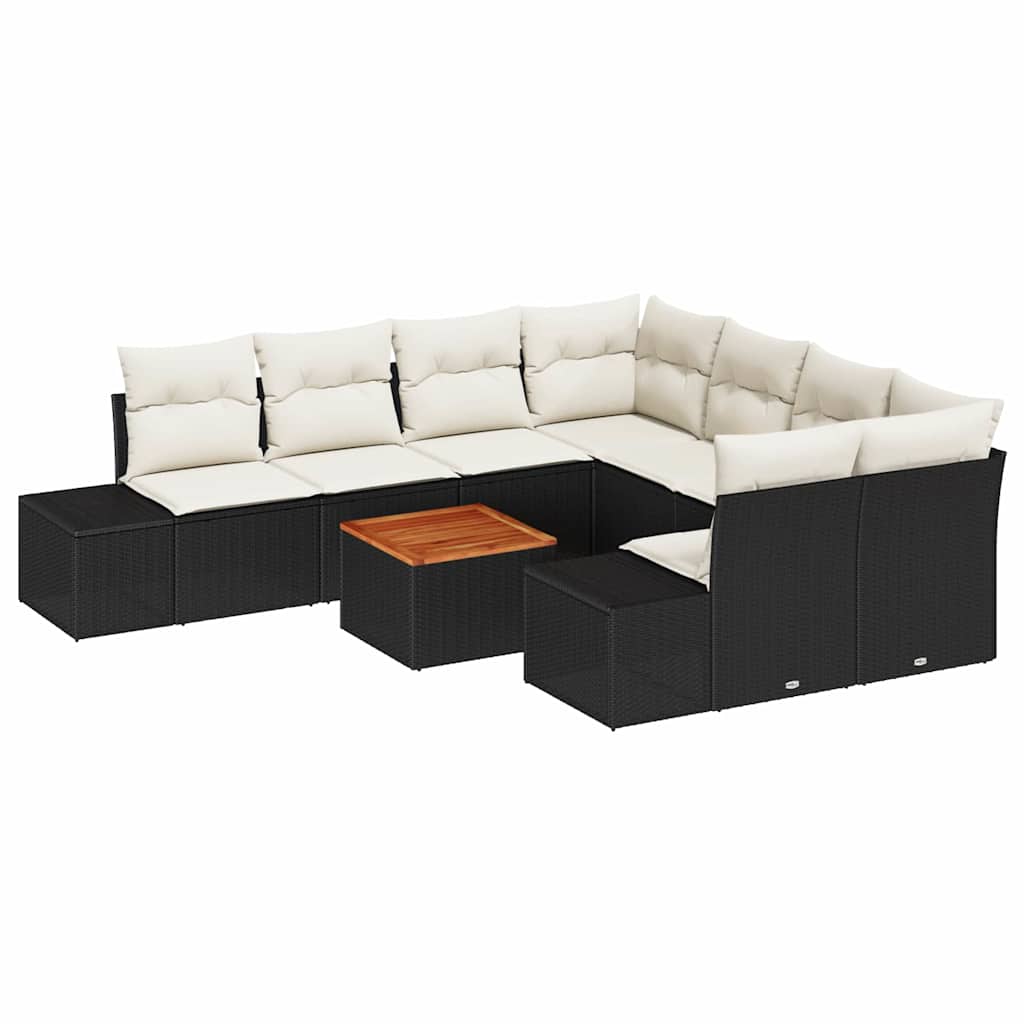 Set Canapea pentru Grădină 9 pcs Negru, alb 55 x 55 x 37 cm GartenMobel Dekor