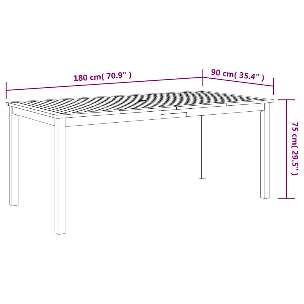 Set dining grădină 9 pcs Bej 180 x 90 x 75 cm Lemn & Metal GartenMobel Dekor
