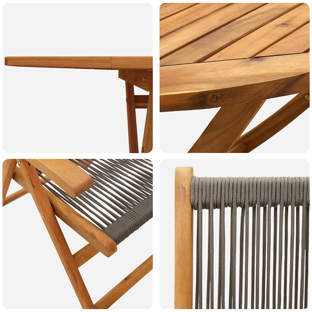 Masă de grădină pliabilă Manual 7 pcs Gri GartenMobel Dekor