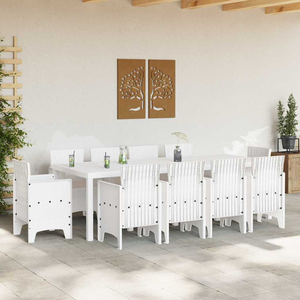 Set de dining pentru grădină 11 pcs Alb 250 x 100 x 73 cm GartenMobel Dekor