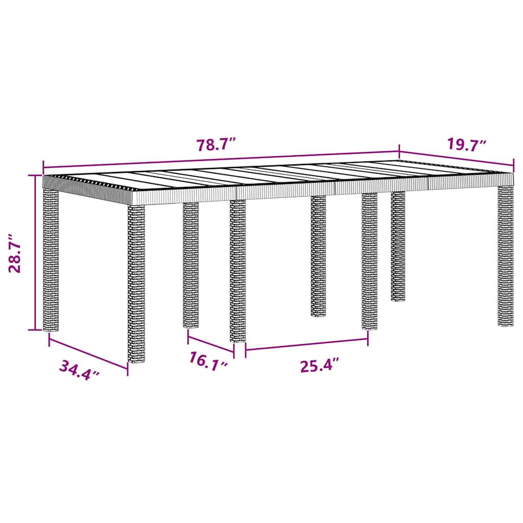 Set Dining Grădină 7 pcs Antracit 200 x 100 x 73 cm GartenMobel Dekor