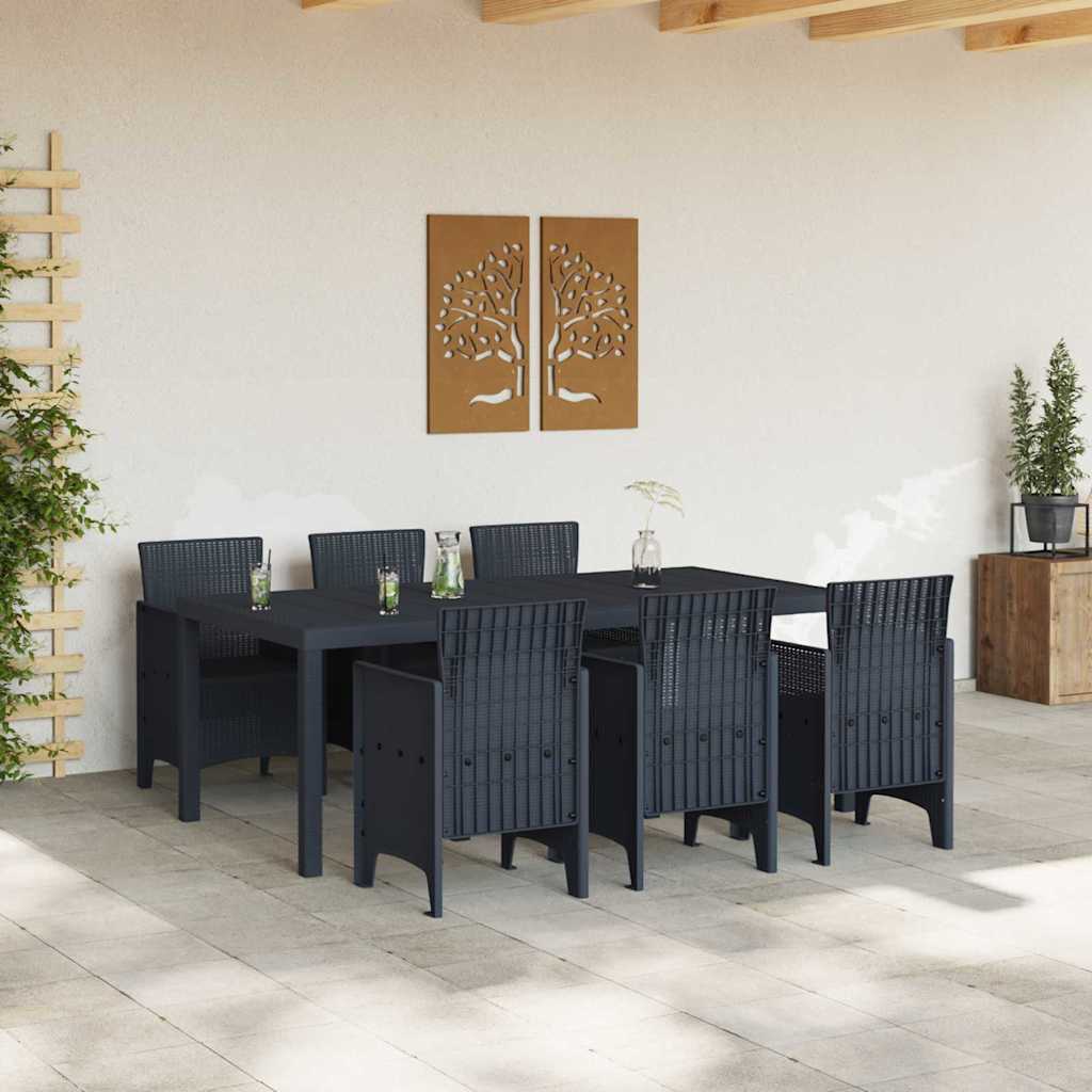 Set Dining Grădină 7 pcs Antracit 200 x 100 x 73 cm GartenMobel Dekor