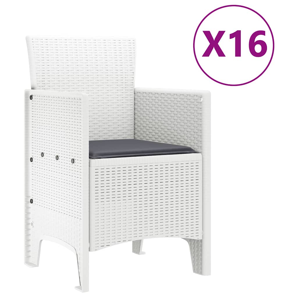 Set de Masă pentru Grădină 17 pcs Alb 16-Persoane Ratan / Metal GartenMobel Dekor