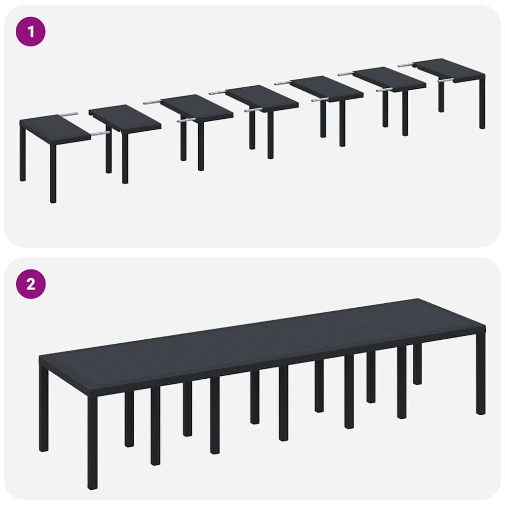 Set mese grădină 15 pcs Antracit Set 14 persoane GartenMobel Dekor