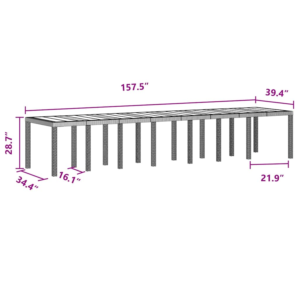 Set mese grădină 17 pcs Maro 16-Persoane Ratan / Metal GartenMobel Dekor