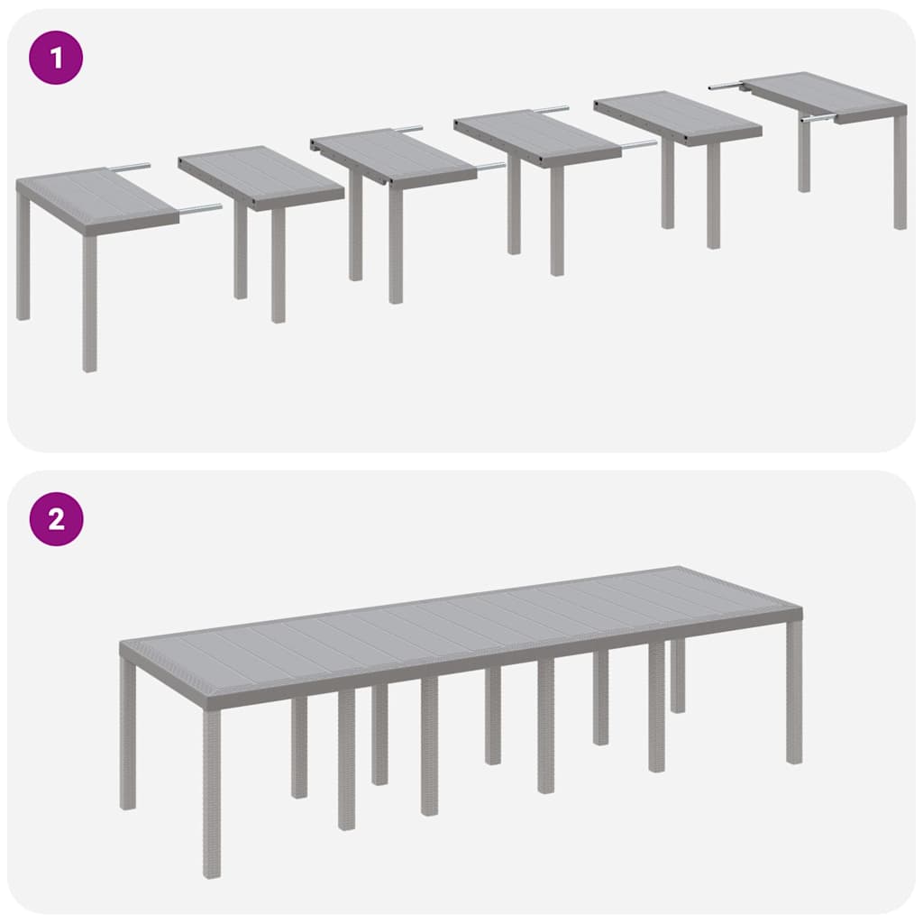 Set de masă pentru grădină 11 pcs Gri deschis Mare Rattan poli GartenMobel Dekor