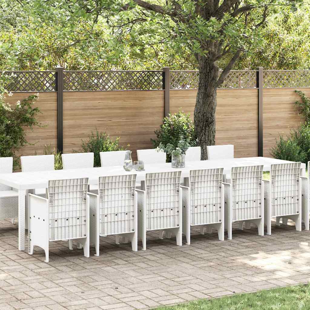 Set de mese pentru grădină 15 pcs Alb Mare Plastic GartenMobel Dekor