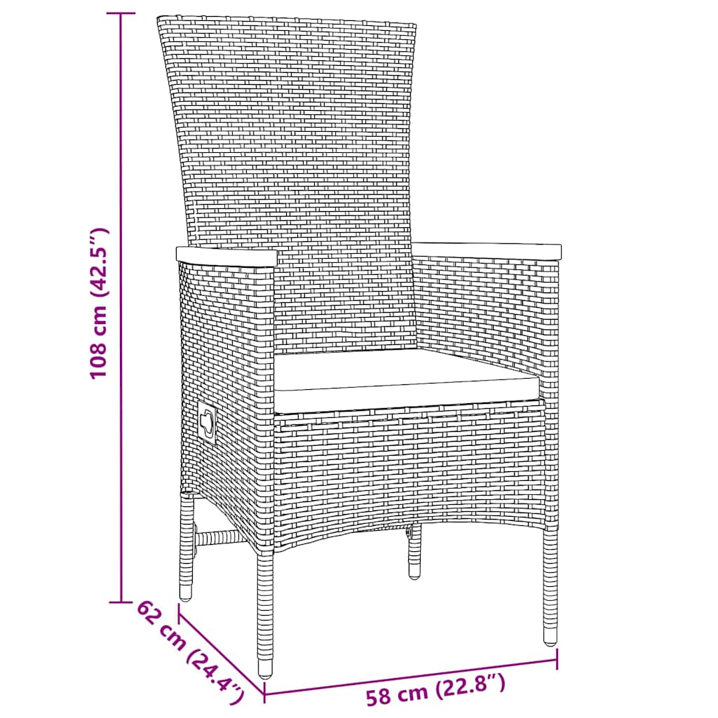 Scaune Exterioare 5 pcs Gri Gri închis 160 x 80 x 73 cm GartenMobel Dekor
